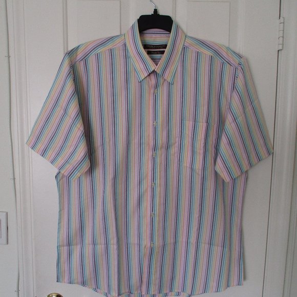 Forsyth of Canada Mens S/S Hidden Button Down Rainbow Dress Shirt NWOT - Size XL - Picture 3 of 3